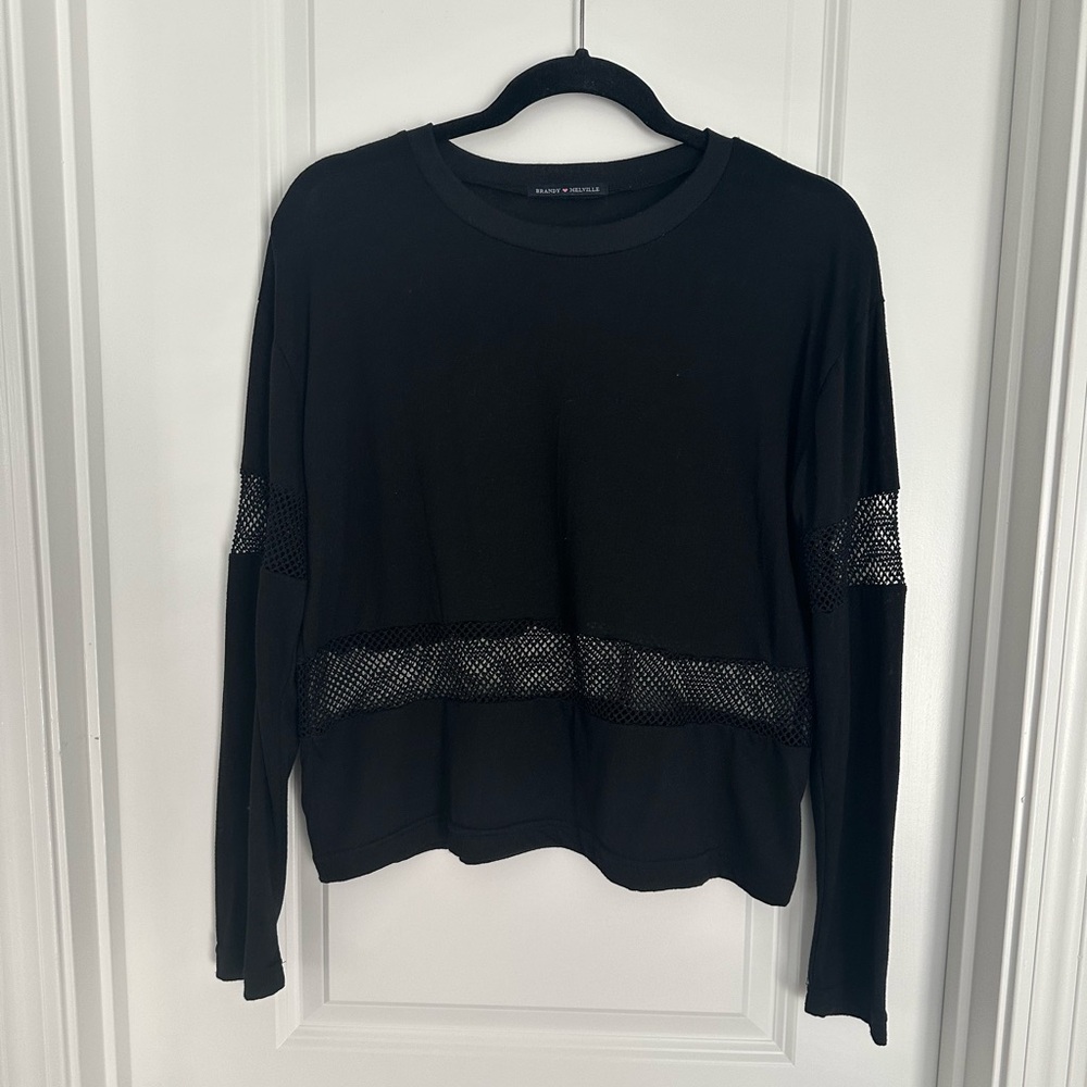 Brandy Melville Mesh Cutout Long Sleeve Top